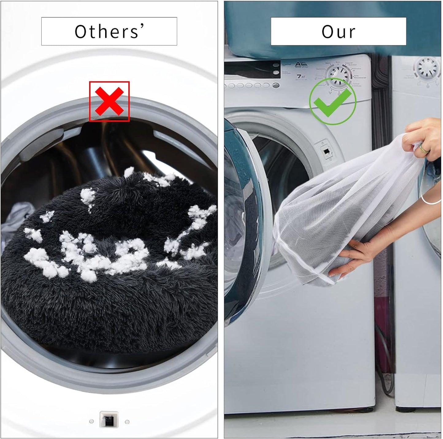 Dog Beds for Small Dogs Washable - Deep Sleep Calming Bed for Dogs with Anxiety,Round Fluff Dog Bed with Faux Fur for Small Sized Dog,Dark Grey,Fits up to 20 Lbs