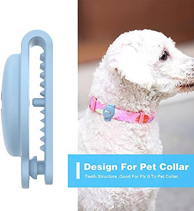 Silicone Case Compatible with Apple Tracker for Pet Collar – Secure Dog Collar Clip Holder for GPS Tracking Device – Anti-Loss, Dustproof, Soft Silicone Tag Cover (Light Blue)