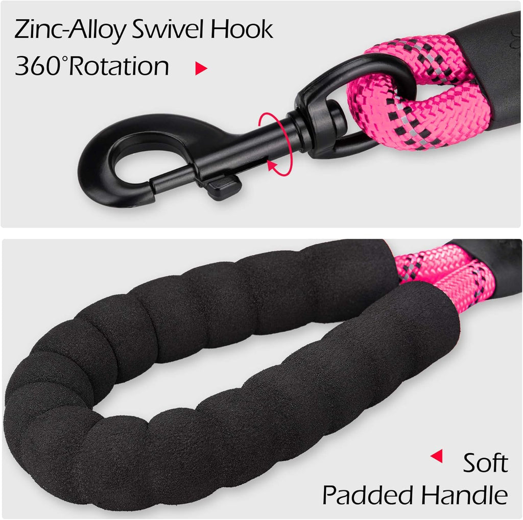 Dog Harness and Leash Combo, Escape Proof No Pull Vest Harness, with 5 Feet Leash, Reflective Adjustable Soft Padded Pet Harness with Handle for Small to Large Dogs(Pink,M)