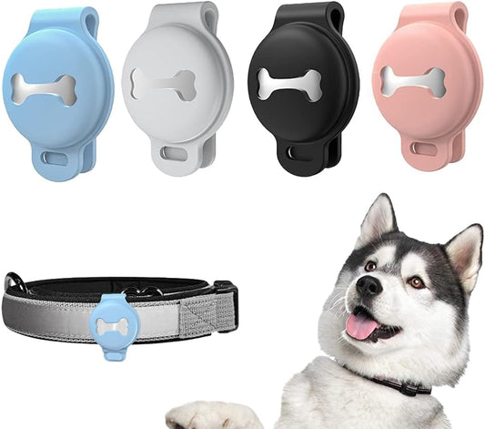 Silicone Case Compatible with Apple Tracker for Pet Collar – Secure Dog Collar Clip Holder for GPS Tracking Device – Anti-Loss, Dustproof, Soft Silicone Tag Cover (Light Blue)