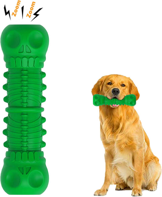 Dog Squeaky Toys Almost Indestructible Tough Durable Dog Toys Dog Chew Green Toys Large Medium Dogs Aggressive Chewers Stick Toys Chew Toys,Milk Flavor Non-Toxic Natural Rubber Skulls Dog Toys
