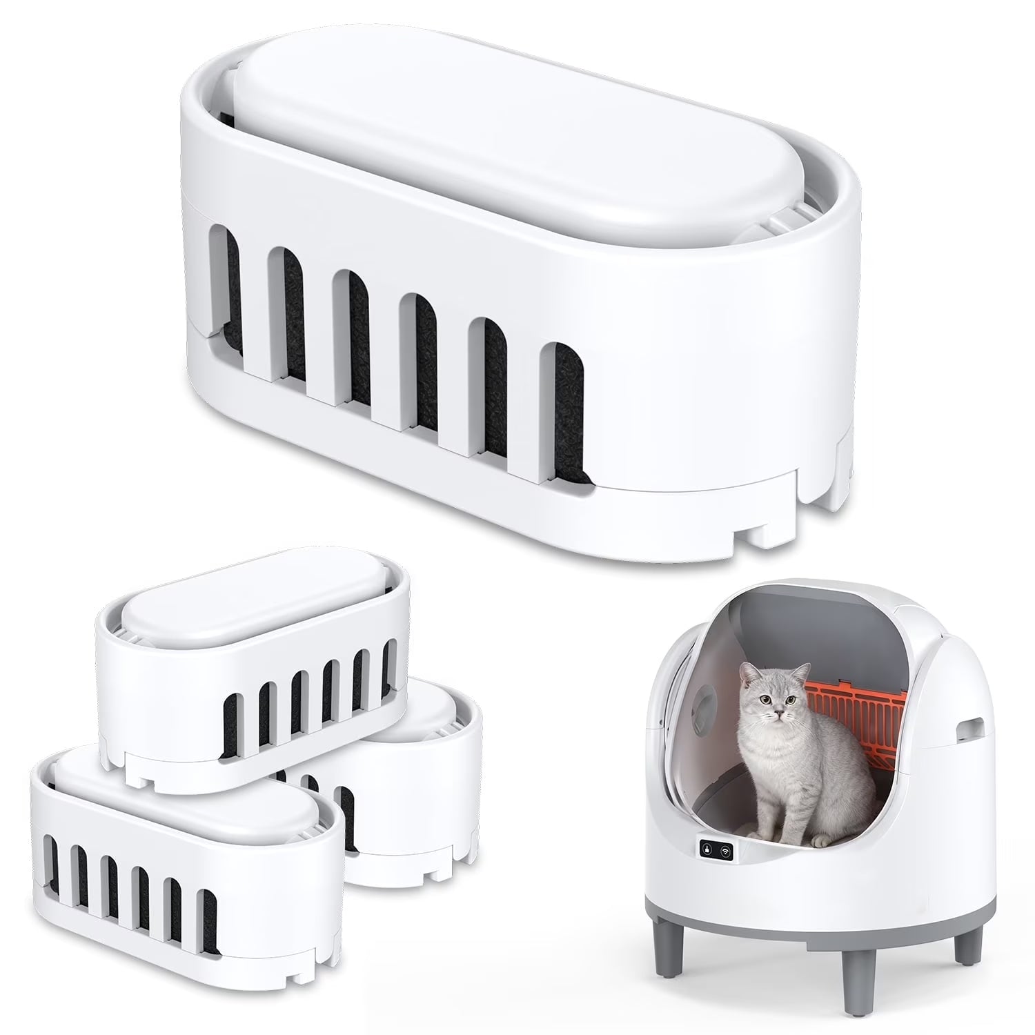 Cat Litter Box Deodorizers, Compataible with  Automatic Cat Litter Box , Air Freshener for Self-Cleaning Litter Boxes Refill Cartridges, Long-Lasting Odor Elimination (3-Pack)