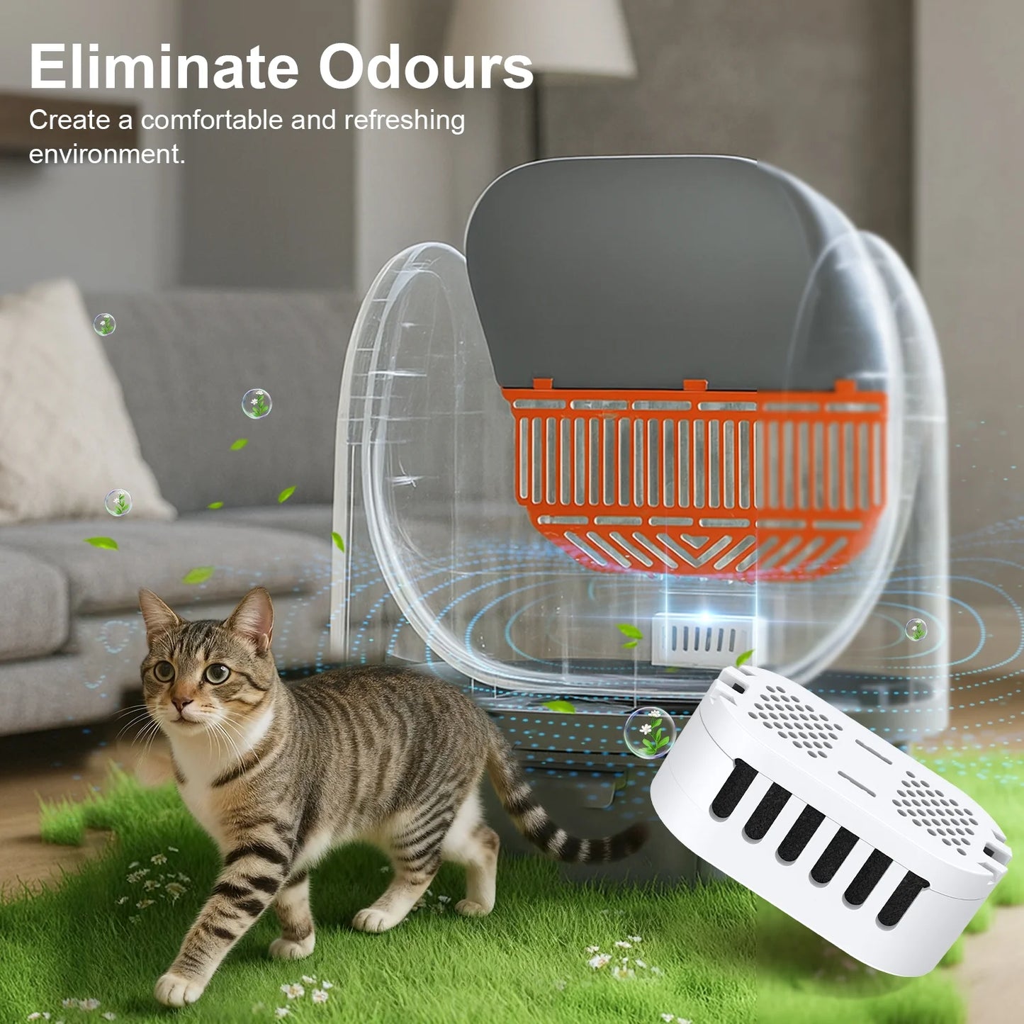 Cat Litter Box Deodorizers, Compataible with  Automatic Cat Litter Box , Air Freshener for Self-Cleaning Litter Boxes Refill Cartridges, Long-Lasting Odor Elimination (3-Pack)