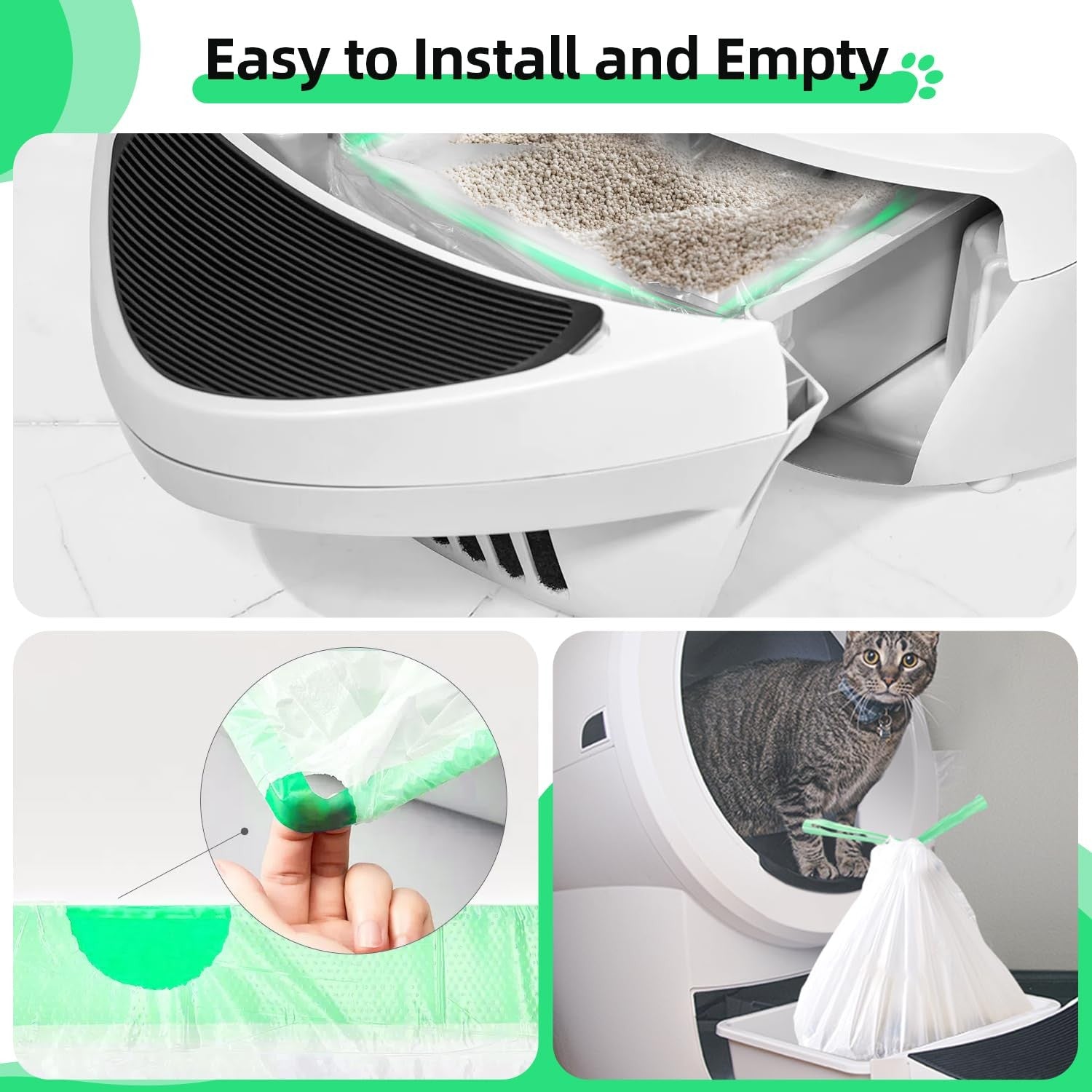 50 Count Waste Drawer Liners Bags Compatible with Litter Box Robot 4 and 3, T...