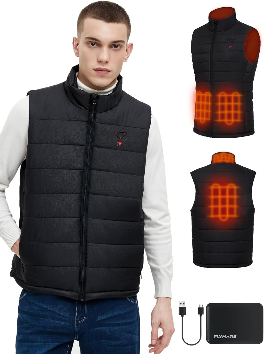 Men's Heated Vest with Battery Pack - Electric Lightweight Warming Jacket