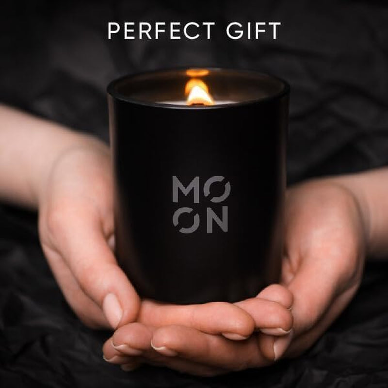 Scented Candle for Men & Women | Wood Wick Soy Candle | Non-Toxic Black Bourbon Scent | Aesthetic Wood & Musk