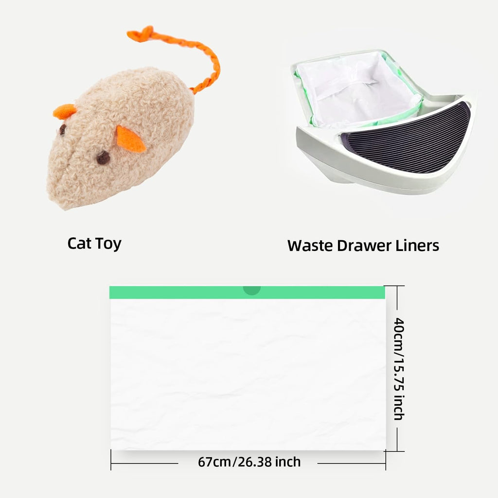 50 Count Waste Drawer Liners Bags Compatible with Litter Box Robot 4 and 3, T...